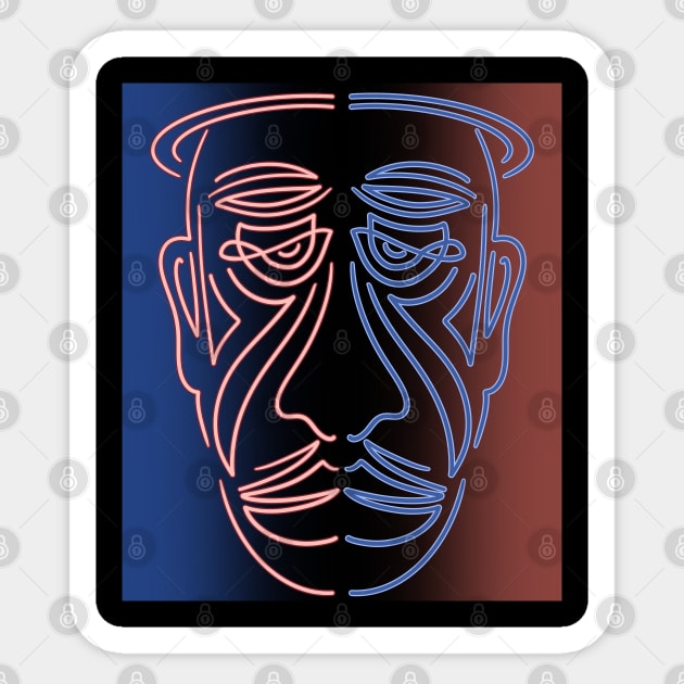 Sad man’s face line drawing in light and shadows Sticker by DaveDanchuk